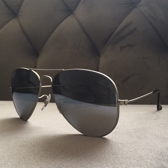 Ray Ban polarized aviator mirror silver sunglasses main image 6